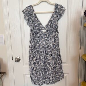 Anthropologie Navy and White Backless Dress